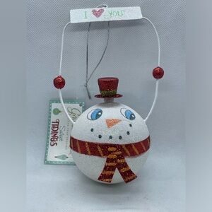Grasslands Road Christmas Snowman Ornament I Love You Metal NWT Rare HTF 6”